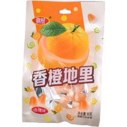 Жевательные конфеты PINGGUO DI LI с апельсиновым джемом (1 пачка 30гр*12 блоков по 20 шт в 1 коробке)